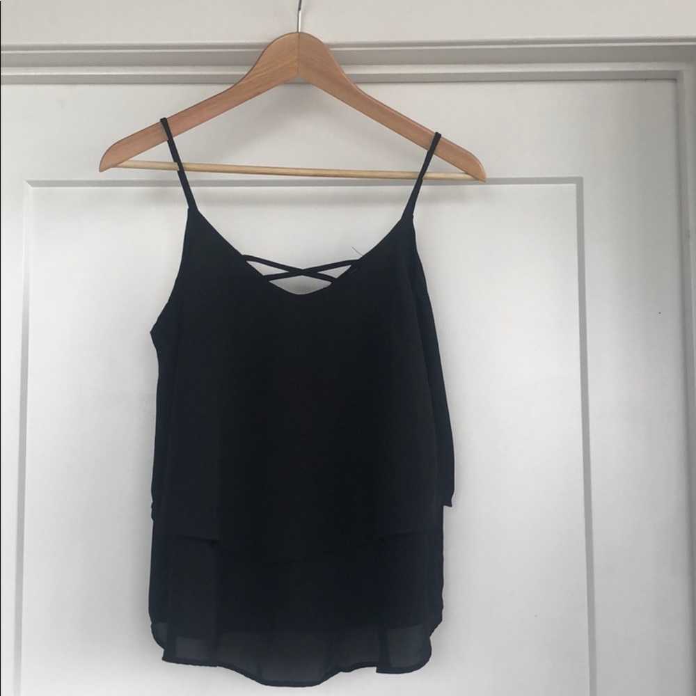 Black ruffles tank top